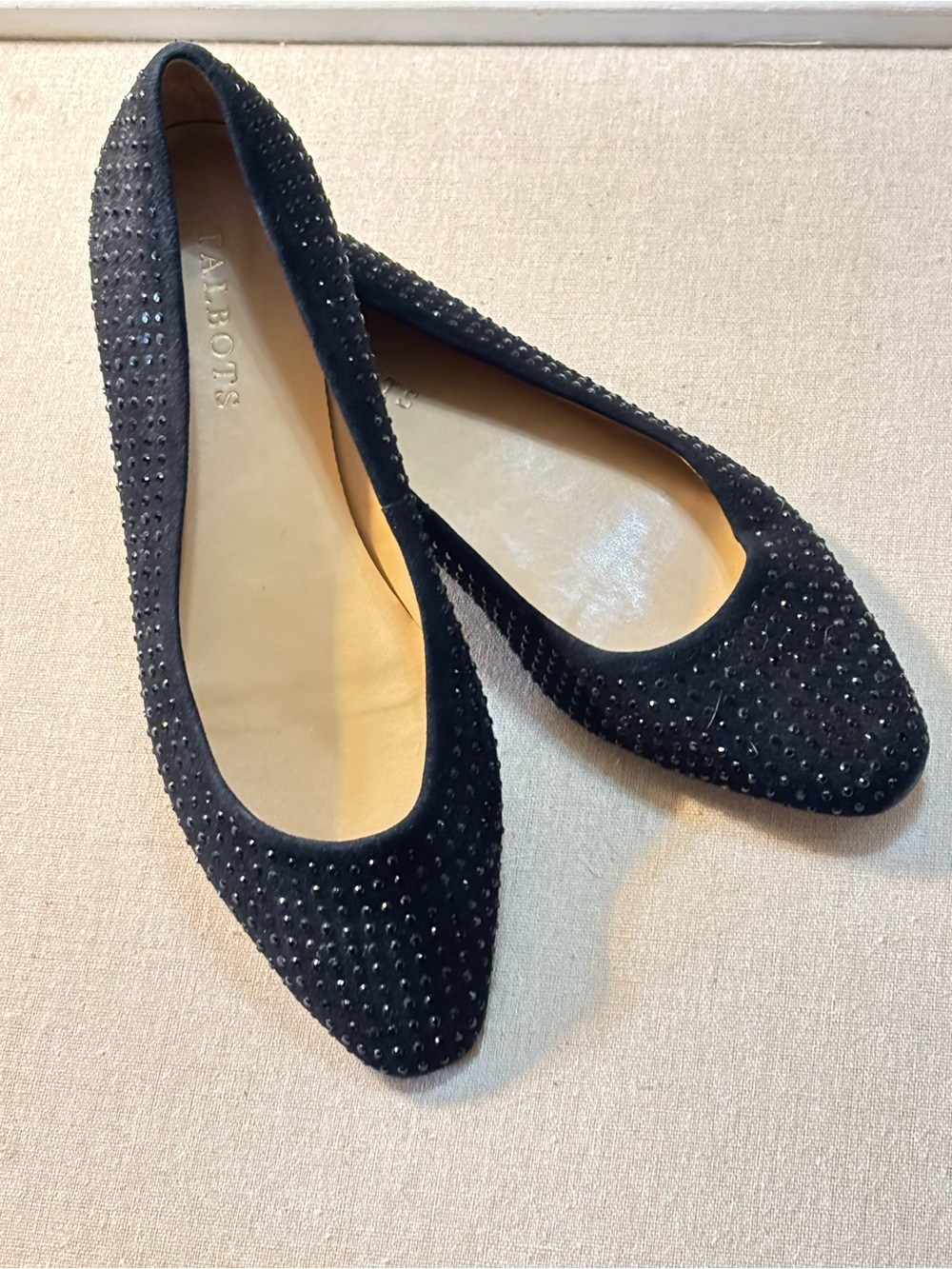 Talbots Leather Flats With Allover Stud Design.Padded Insole. Size 8